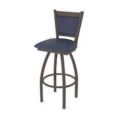 Swivel Bar Stool with Bronze Finish and Graph Anchor Seat and Back