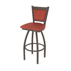 Swivel Bar Stool with Bronze Finish and Graph Poppy Seat and Back