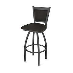 Swivel Bar Stool with Pewter Finish and Canter Espresso Seat and Back