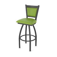 Swivel Bar Stool with Pewter Finish and Canter Kiwi Green Seat and Back