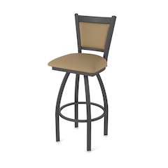 Swivel Bar Stool with Pewter Finish and Canter Sand Seat and Back