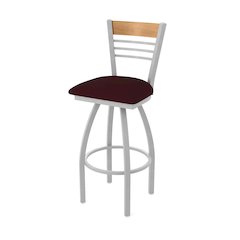 30" Swivel Bar Stool, Anodized Nickel Finish, Medium Back, Canter Bordeaux Seat