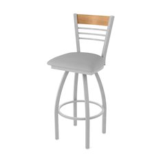 30" Swivel Bar Stool, Anodized Nickel Finish, Medium Back