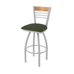 30" Swivel Bar Stool, Anodized Nickel Finish, Medium Back, Canter Pine Seat
