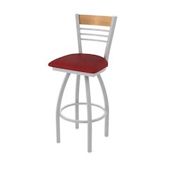 30" Swivel Bar Stool, Anodized Nickel Finish, Medium Back, Graph Ruby Seat