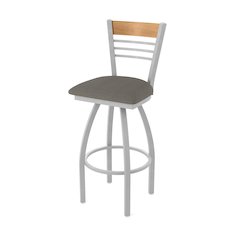 30" Swivel Bar Stool, Anodized Nickel Finish, Medium Back, Graph Chalice Seat