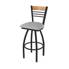 30" Swivel Bar Stool, Black Wrinkle Finish, Medium Back