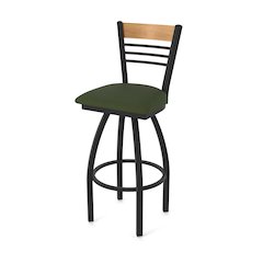 30" Swivel Bar Stool, Black Wrinkle Finish, Medium Back, Canter Pine Seat
