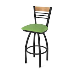 30" Swivel Bar Stool, Black Wrinkle Finish, Medium Back, Graph Parrot Seat