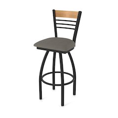 30" Swivel Bar Stool, Black Wrinkle Finish, Medium Back, Graph Chalice Seat