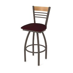 30" Swivel Bar Stool, Bronze Finish, Medium Back, Canter Bordeaux Seat