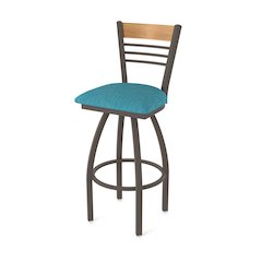 30" Swivel Bar Stool, Bronze Finish, Medium Back, Graph Tidal Seat
