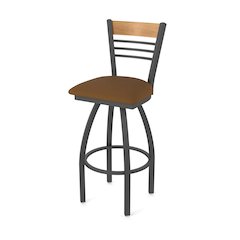 30" Swivel Bar Stool, Pewter Finish, Medium Back, Canter Thatch Seat