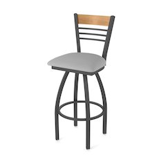 30" Swivel Bar Stool, Pewter Finish, Medium Back, Canter Folkstone Grey Seat