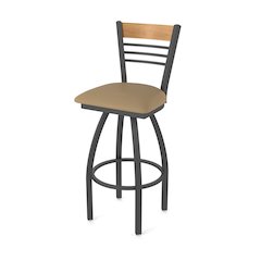 30" Swivel Bar Stool, Pewter Finish, Medium Back, Canter Sand Seat