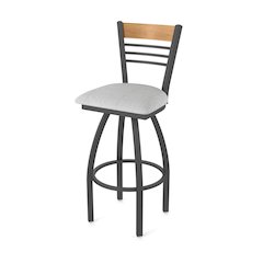 30" Swivel Bar Stool, Pewter Finish, Medium Back, Graph Alpine Seat