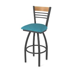 30" Swivel Bar Stool, Pewter Finish, Medium Back, Graph Tidal Seat