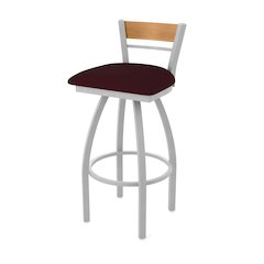 30" Swivel Bar Stool, Anodized Nickel Finish, Medium Back, Canter Bordeaux Seat