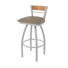 30" Swivel Bar Stool, Anodized Nickel Finish, Medium Back, Canter Earth Seat