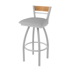 30" Swivel Bar Stool, Anodized Nickel Finish, Medium Back