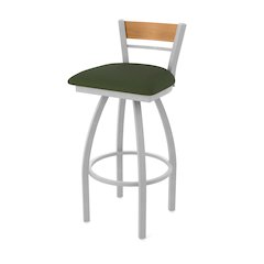 30" Swivel Bar Stool, Anodized Nickel Finish, Medium Back, Canter Pine Seat