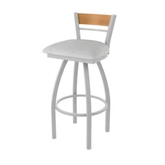 30" Swivel Bar Stool, Anodized Nickel Finish, Medium Back, Graph Alpine Seat