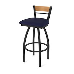 30" Swivel Bar Stool, Black Wrinkle Finish, Medium Back, Canter Twilight Seat
