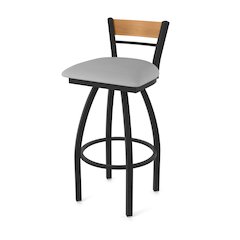 30" Swivel Bar Stool, Black Wrinkle Finish, Medium Back