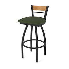 30" Swivel Bar Stool, Black Wrinkle Finish, Medium Back, Canter Pine Seat