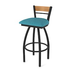 30" Swivel Bar Stool, Black Wrinkle Finish, Medium Back, Graph Tidal Seat