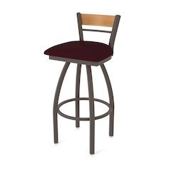 30" Swivel Bar Stool, Bronze Finish, Medium Back, Canter Bordeaux Seat