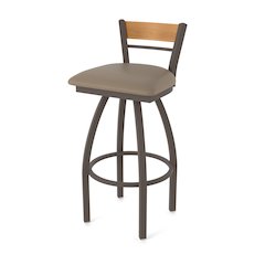 30" Swivel Bar Stool, Bronze Finish, Medium Back, Canter Earth Seat