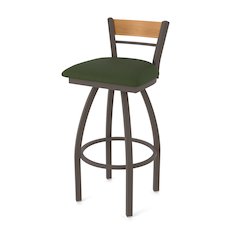 30" Swivel Bar Stool, Bronze Finish, Medium Back, Canter Pine Seat