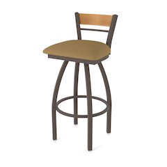 30" Swivel Bar Stool, Bronze Finish, Medium Back, Canter Saddle Seat