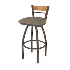 30" Swivel Bar Stool, Bronze Finish, Medium Back, Graph Cork Seat