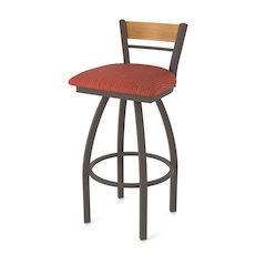 30" Swivel Bar Stool, Bronze Finish, Medium Back, Graph Poppy Seat