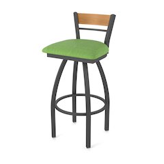 30" Swivel Bar Stool, Pewter Finish, Medium Back, Graph Parrot Seat