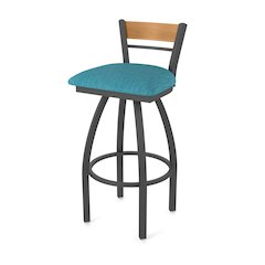 30" Swivel Bar Stool, Pewter Finish, Medium Back, Graph Tidal Seat