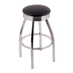 30" Bar Stool with Chrome Finish, Black Vinyl Seat