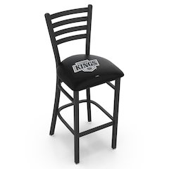L004 - 30" Black Wrinkle Los Angeles Kings Stationary Bar Stool with Ladder Style Back by Holland Bar Stool Co.