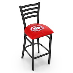 L004 - 30" Black Wrinkle Montreal Canadiens Stationary Bar Stool with Ladder Style Back by Holland Bar Stool Co.