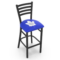 L004 - 30" Black Wrinkle Toronto Maple Leafs Stationary Bar Stool with Ladder Style Back by Holland Bar Stool Co.
