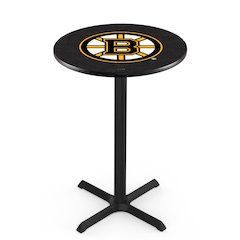 L211 Boston Bruins 36' Tall - 36' Top Pub Table w/ Black Wrinkle Finish (4307)