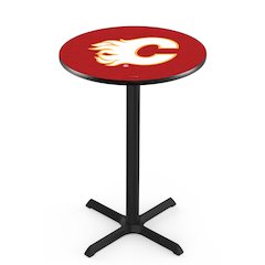 L211 Calgary Flames 36' Tall - 36' Top Pub Table w/ Black Wrinkle Finish (4352)