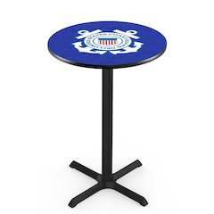 L211 United States Coast Guard 36' Tall - 36' Top Pub Table w/ Black Wrinkle Finish