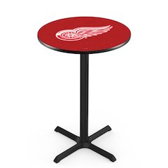 L211 Detroit Red Wings 36' Tall - 36' Top Pub Table w/ Black Wrinkle Finish (4550)