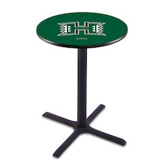 L211 University of Hawaii 36' Tall - 36' Top Pub Table w/ Black Wrinkle Finish