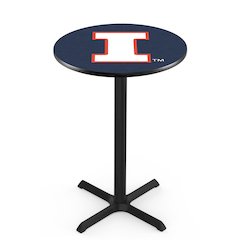 L211 University of Illinois 36" Tall - 36" Top Pub Table with Black Wrinkle Finish