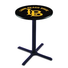 L211 Long Beach State University 36" Tall - 36" Top Pub Table with Black Wrinkle Finish