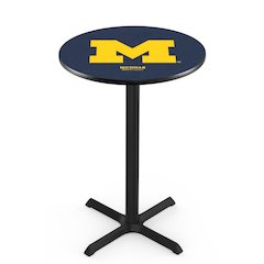 L211 University of Michigan 36' Tall - 36' Top Pub Table w/ Black Wrinkle Finish